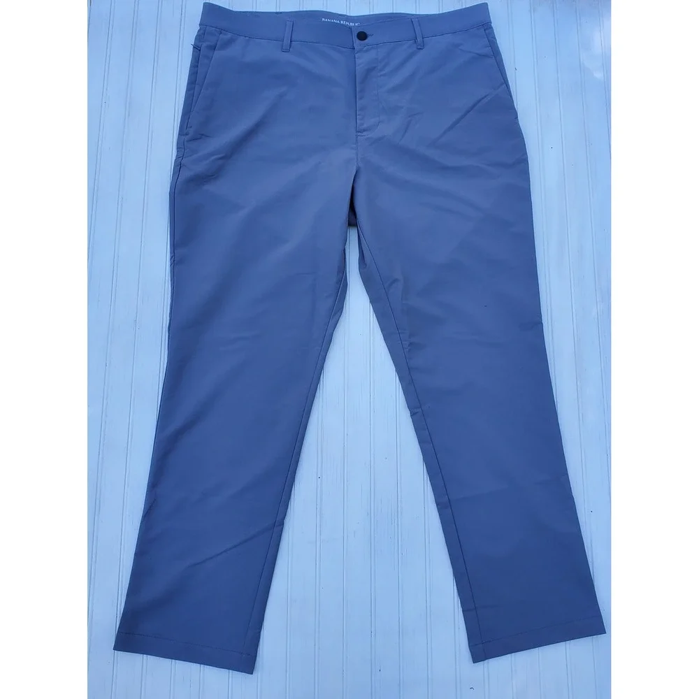 Banana Republic Core Temp Slim Fit Pants Mens 38x30 Blue Gray‎ Performance Chino